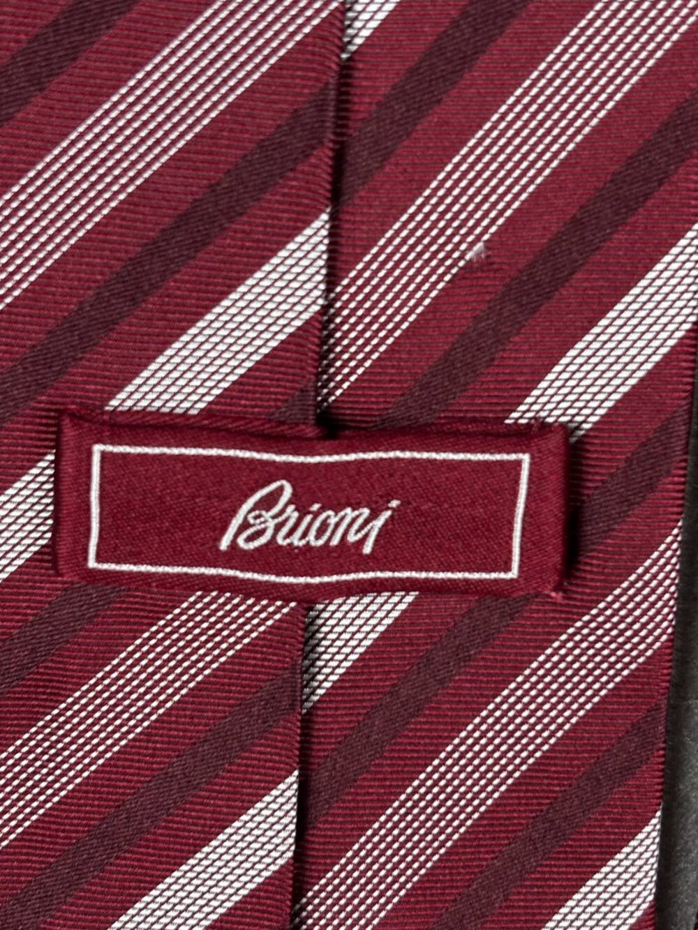 Brioni Handmade Italy Burgundy Striped 100% Silk Men's Tie